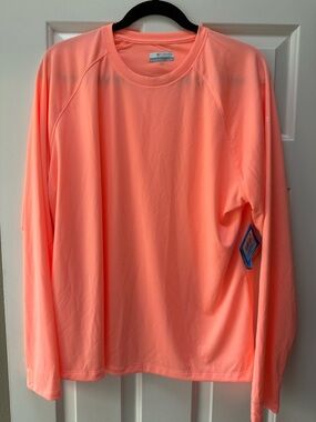 Columbia Neon Coral Long Sleeve Performance Shirt
